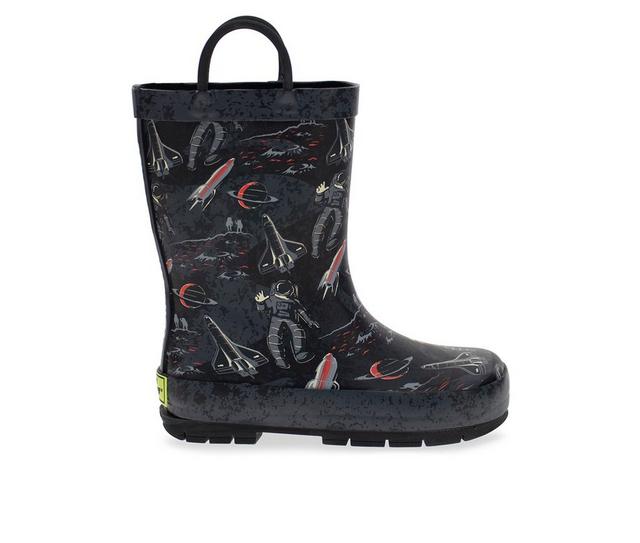Boys' Western Chief Toddler Space Tour Rain Boots in Charcoal color