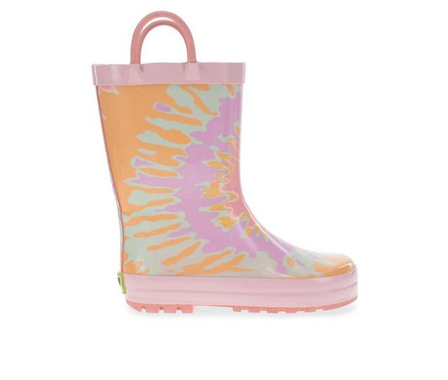 Girls' Western Chief Toddler Tie Dye Dream Rain Boots in Pink color