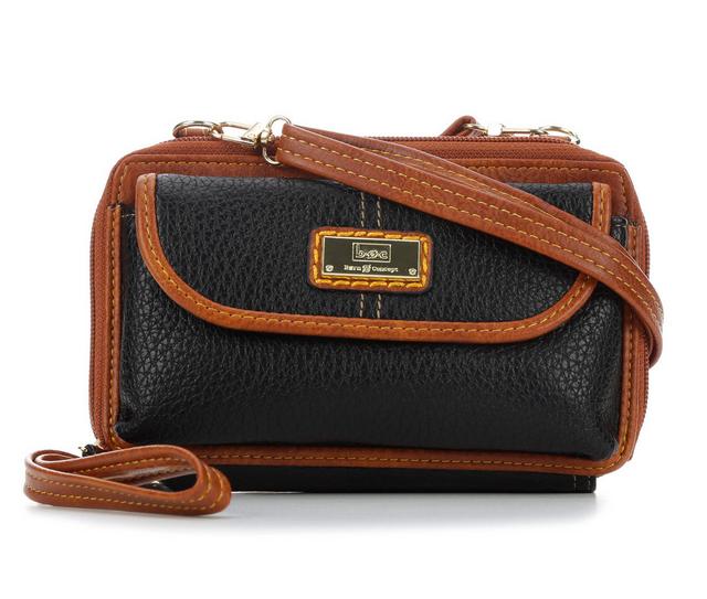 BOC Oakfield Cell Wallet On A String Handbag in Black/Saddle color