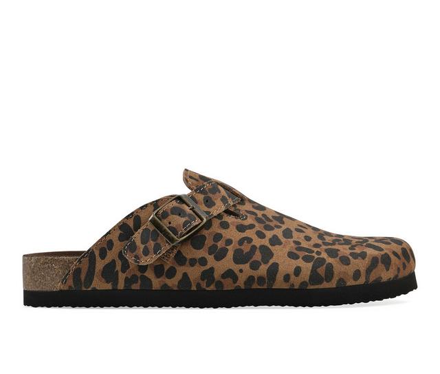 Women's White Mountain Bari Clogs in Brown Leopard color