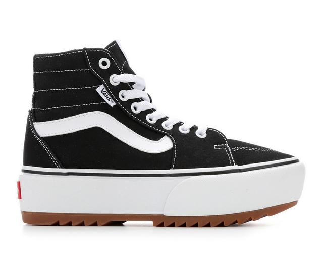 Women's Vans Filmore Hi Platform St Skate Shoes in Black/White color