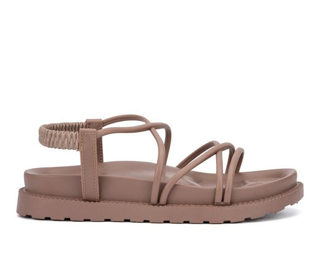 Women's Olivia Miller Venus Strappy Footbed Sandals in Taupe color