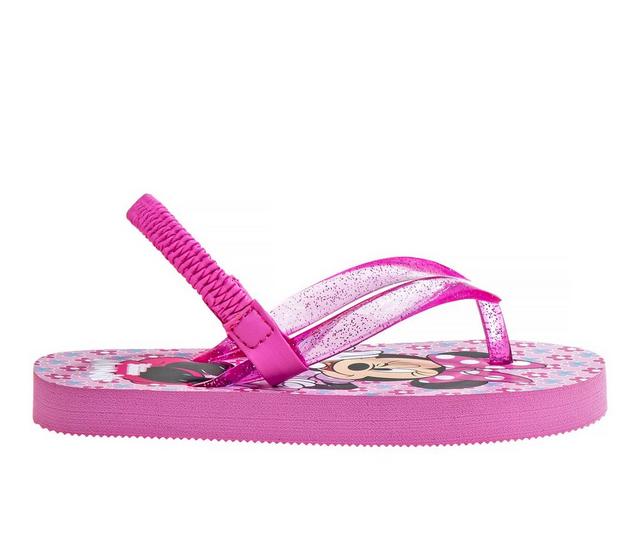 Girls' Disney Toddler & Little Kid Floral Minnie Flip Flops in Pink color