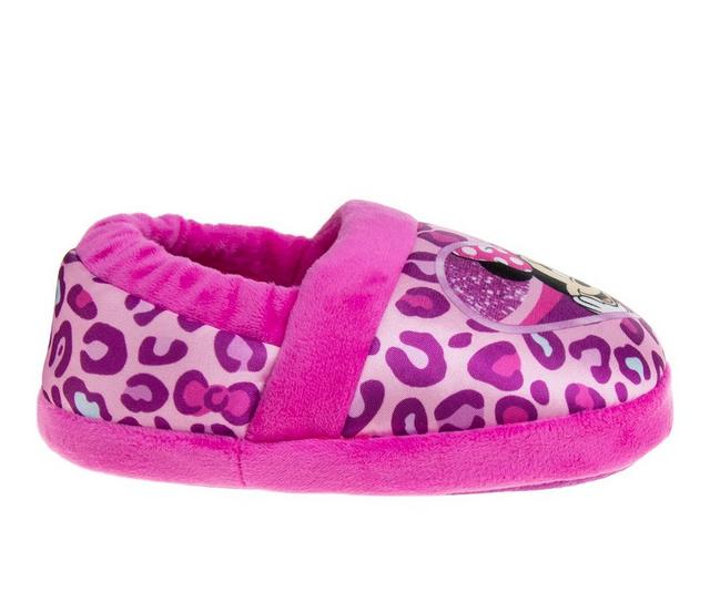 Disney Toddler & Little Kid Minnie Leopard Slippers in Hot Pink/Purple color
