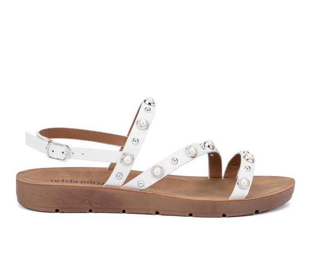 Women's Olivia Miller Perla Sandals in White color