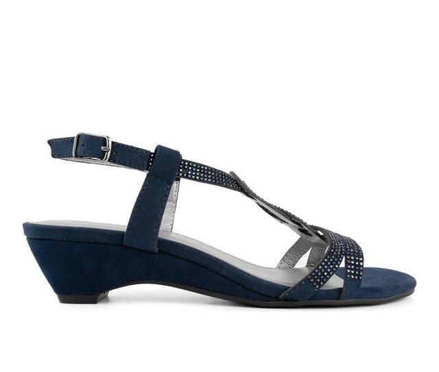 Women's London Fog Meadow Wedge Sandals in Navy color