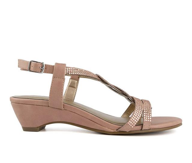 Women's London Fog Meadow Wedge Sandals in Rose Gold color