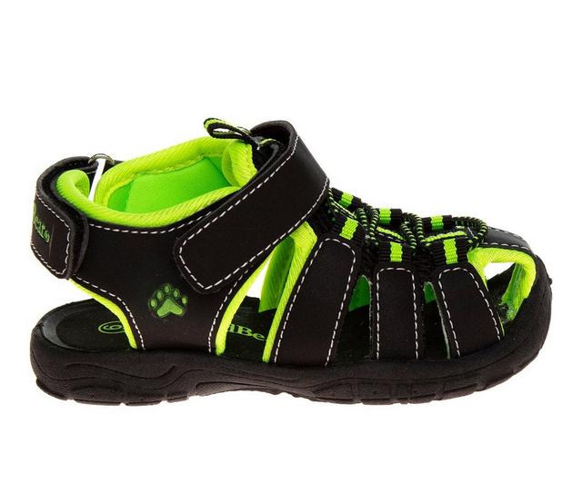 Boys' Rugged Bear Little Kid & Big Kid Gull Sandals in Black/Lime color