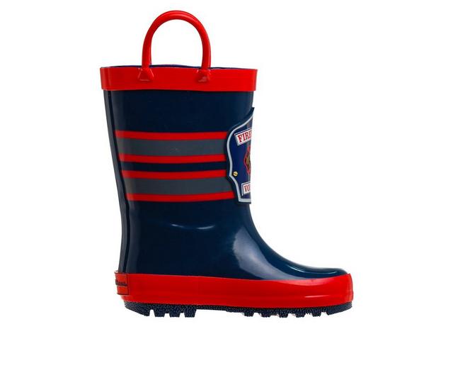 Boys' Rugged Bear Little Kid & Big Kid Rain Boots in Navy/Red color