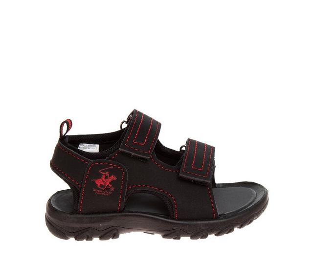 Boys' Beverly Hills Polo Club Little Kid & Big Kid Woodpecker Sandals in Black/Red color