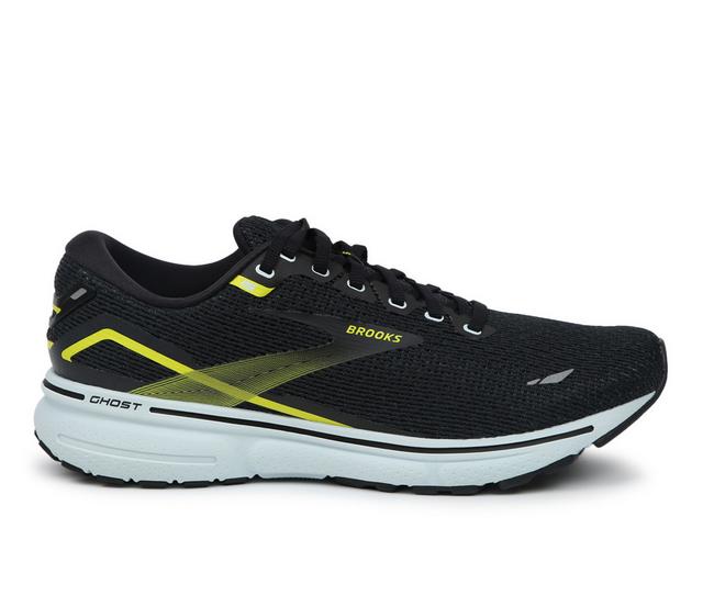 Men's Brooks GHOST 15 Running Shoes in BLK/BLU/SUL color