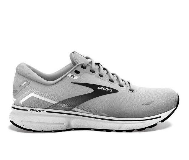 Men's Brooks GHOST 15 Running Shoes in Alloy/Oy/Blk color