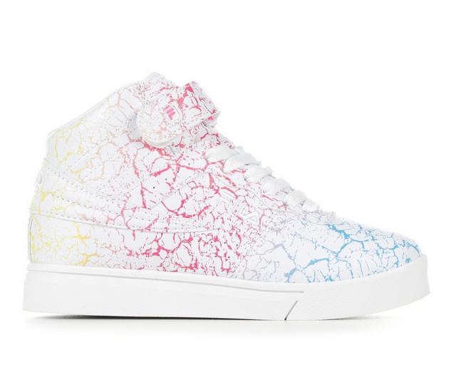 Girls' Fila Little Kid & Big Kid Vulc 13 Crackle Flag High-Top Sneakers in Wht/Wht/Multi color