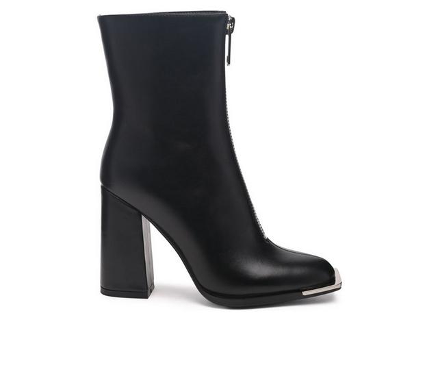 Women's London Rag Flower Blade Block Heel Booties in Black color