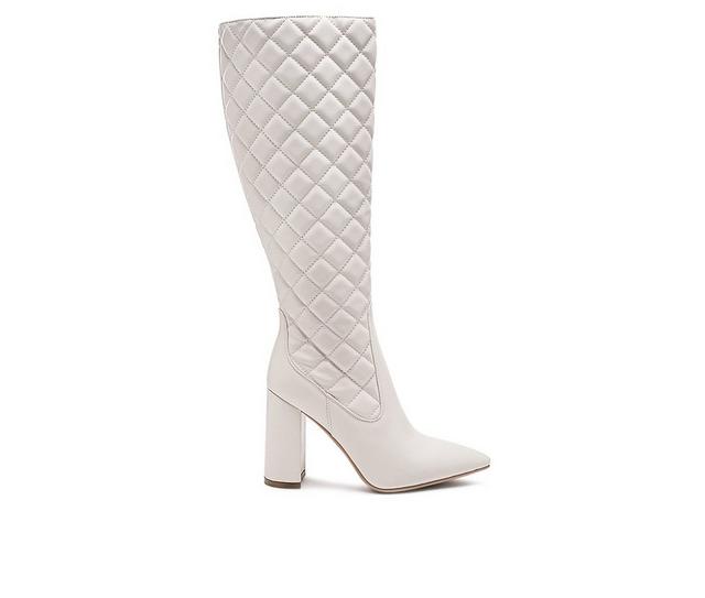 Women's London Rag Quilt Knee High Boots in White color