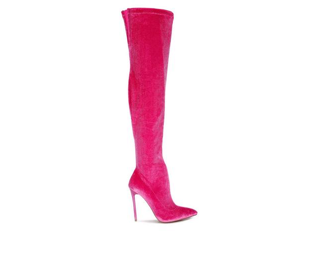 Women's London Rag Madman Knee High Stiletto Boots in Fuchsia color