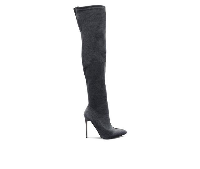 Women's London Rag Madman Knee High Stiletto Boots in Grey color