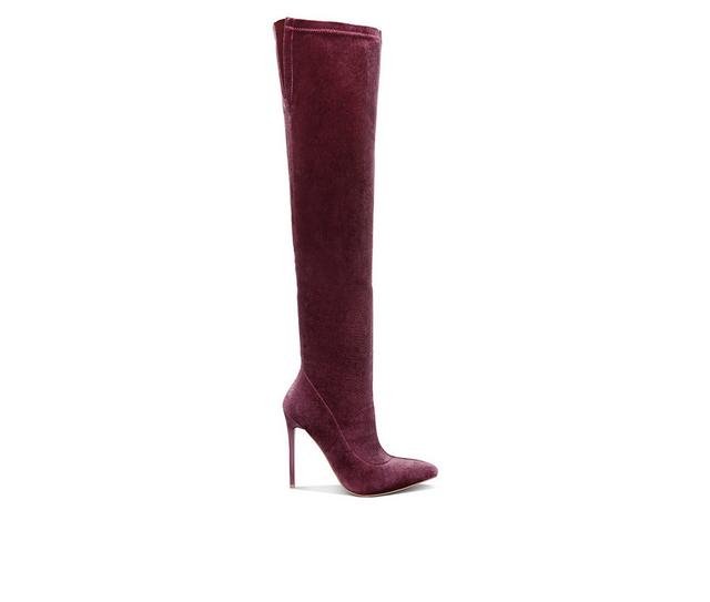 Women's London Rag Madman Knee High Stiletto Boots in Purple color