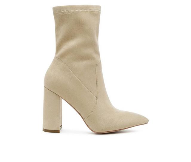 Women's London Rag Zahara Block Heel Ankle Boots in Beige color