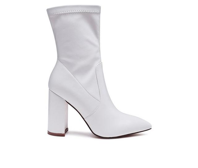 Women's London Rag Zahara Block Heel Ankle Boots in White color