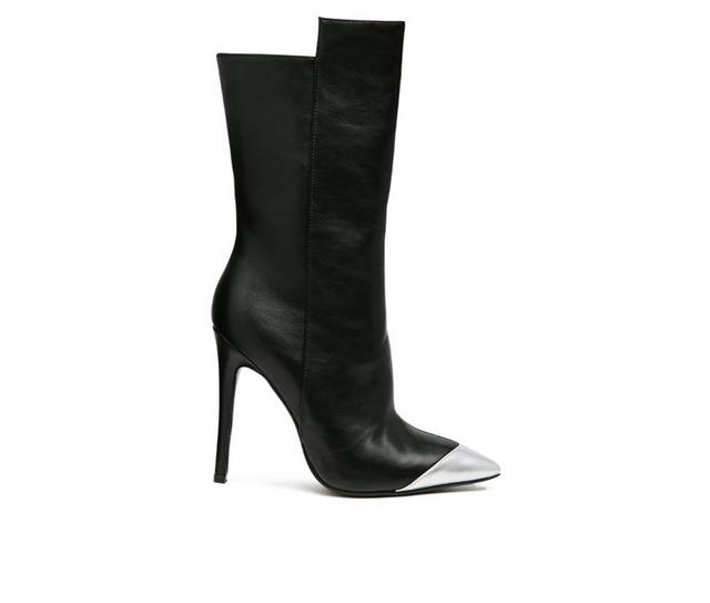 Women's London Rag Twitch Mid Calf Stiletto Booties in Black color
