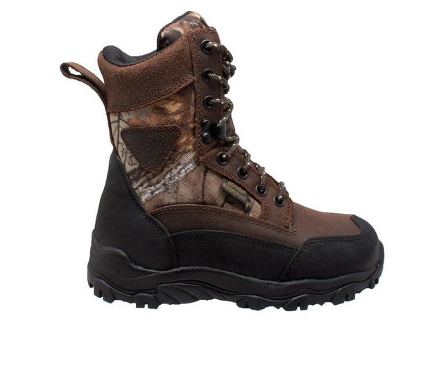 Boys' Tecs Little Kid & Big Kid 8" Camo Boots in Dark Brown color