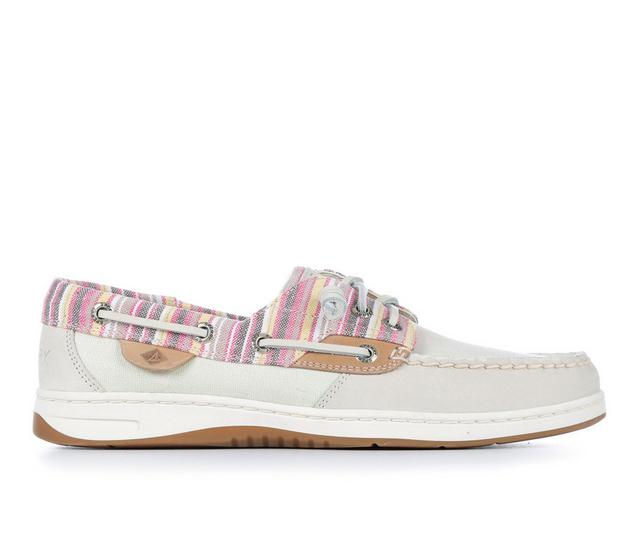 Women's Sperry Rosefish Stripe Boat Shoes in Bone/White color