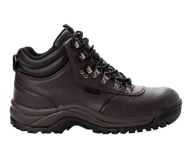 Men's Propet Cliff Walker Waterproof Hiking Boots in Bronco Brown color