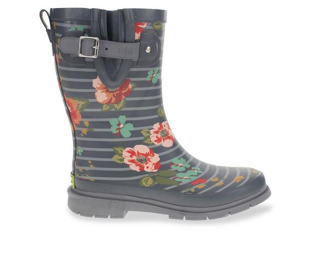 Women's Western Chief Bouquet Mid Rain Boots in Grey color