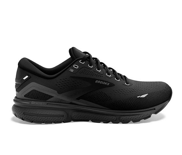 Women's Brooks Ghost 15 Running Shoes in Black/Ebony color