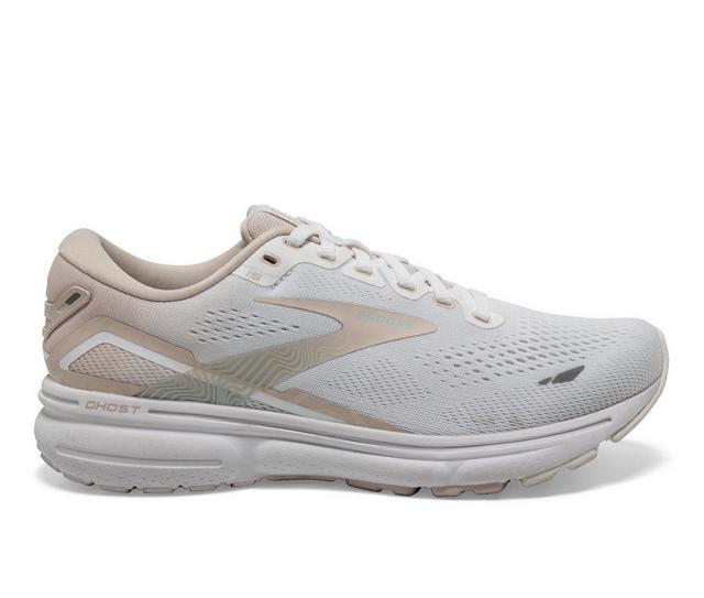 Women's Brooks GHOST 15 Running Shoes in WHT/GRY 189 color