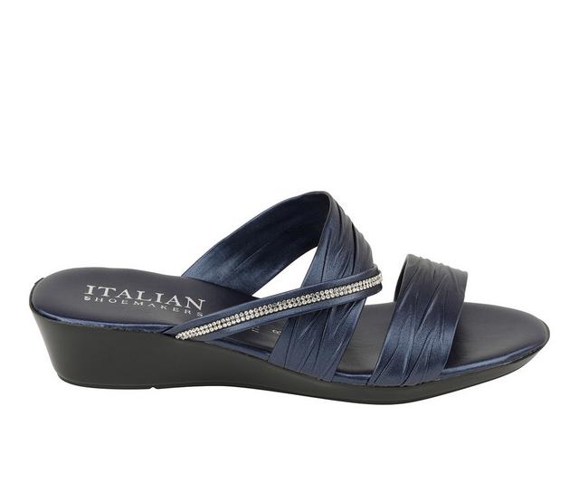 Women's Italian Shoemakers Hollis Wedge Sandals in Blue Metallic color