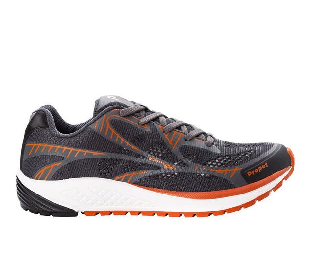 Men's Propet One LT Running Sneakers in Grey/Burn Org color