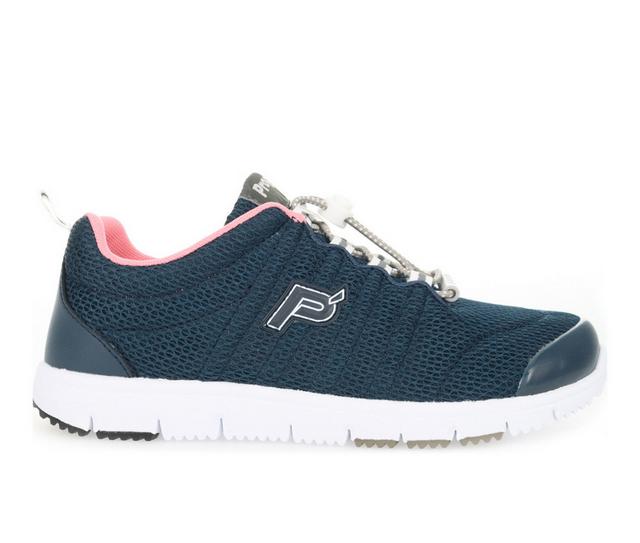 Women's Propet Travel Walker II Walking Shoes in Navy/Melon color