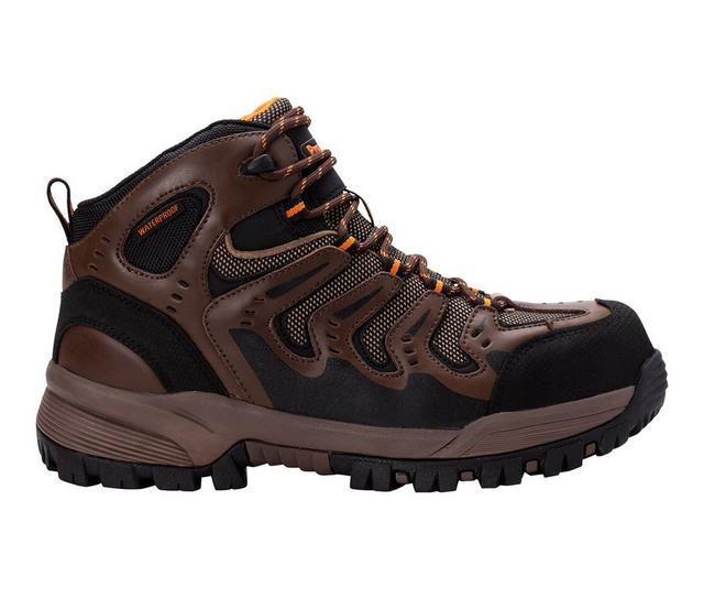 Men's Propet Sentry Waterproof Hiking Boots in Brown/Orange color