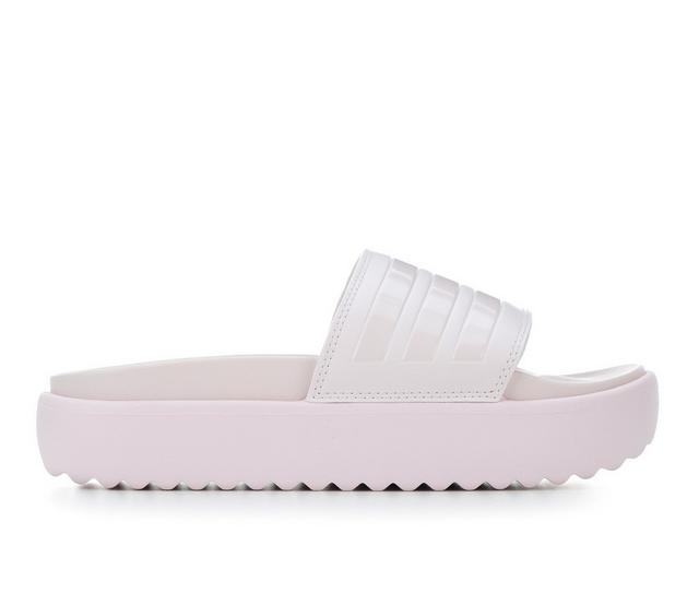 Women's Adidas Adilette Platform Sport Slides in Pink/Pink/Pink color