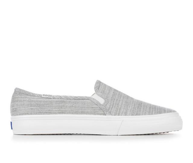 Women's Keds Double Decker Static Stripe Slip-On Shoes in Grey color