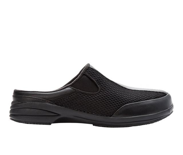 Men's Propet Washable Walker Slide Slip Resistant Shoes in Black Mesh color