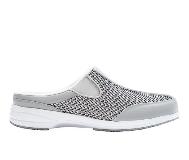 Men's Propet Washable Walker Slide Slip Resistant Shoes in Silver Mesh color
