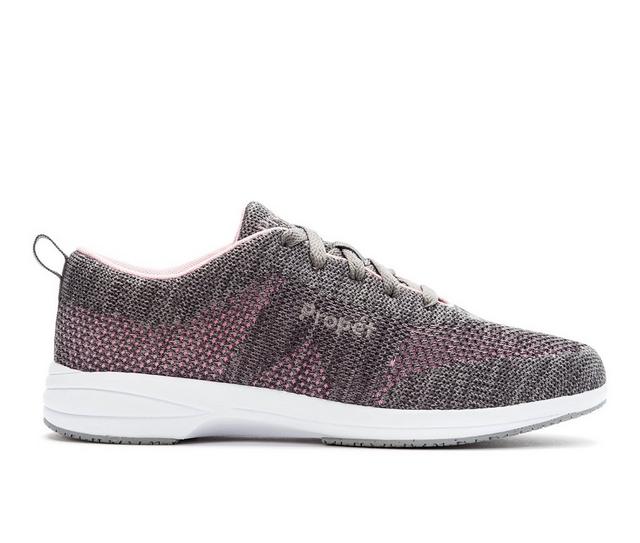 Women's Propet Washable Walker Evolution Slip Resistant Sneakers in Grey/Pink color