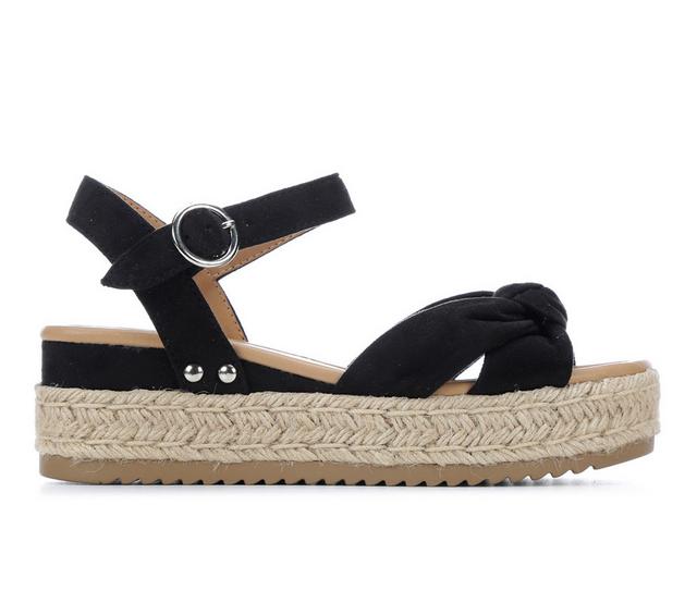 Women's Soda Tye Espadrille Wedges in Black Micro color