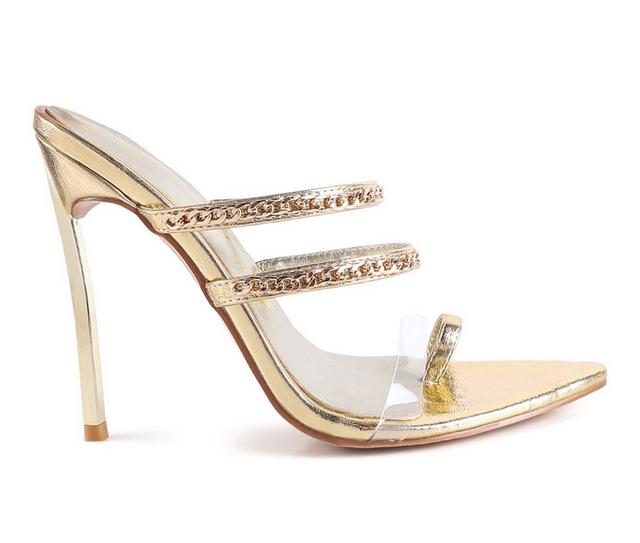 Women's London Rag Tickle Stiletto Dress Sandals in Gold color