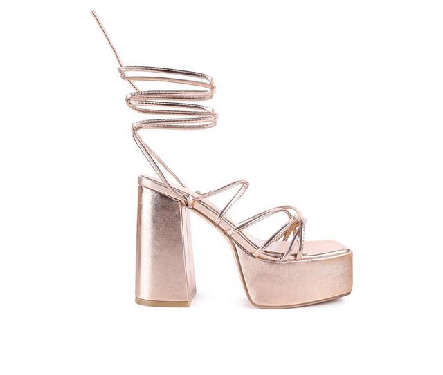 Women's London Rag Anvil Platform Block Heels in Rose Gold color