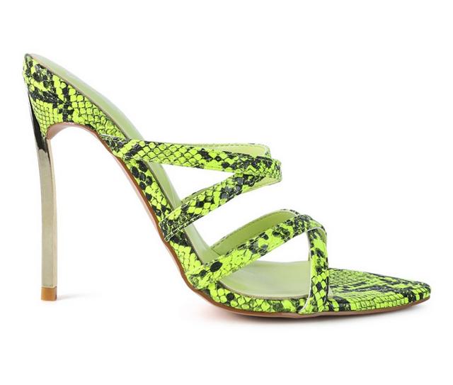 Women's London Rag Nightclub Stiletto Dress Sandals in Neon Green color