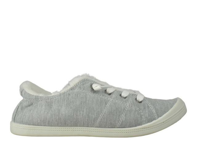 Women's Shaboom Canvas with Long Fur Sneakers in Grey color