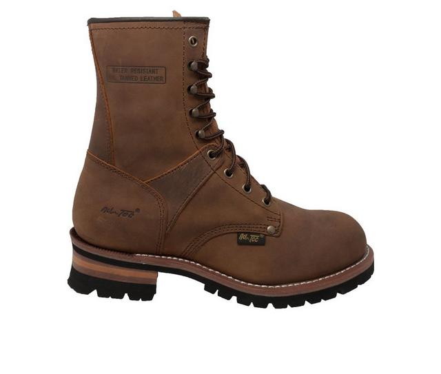 Men's AdTec 9" Logger Work Boots in Brown color
