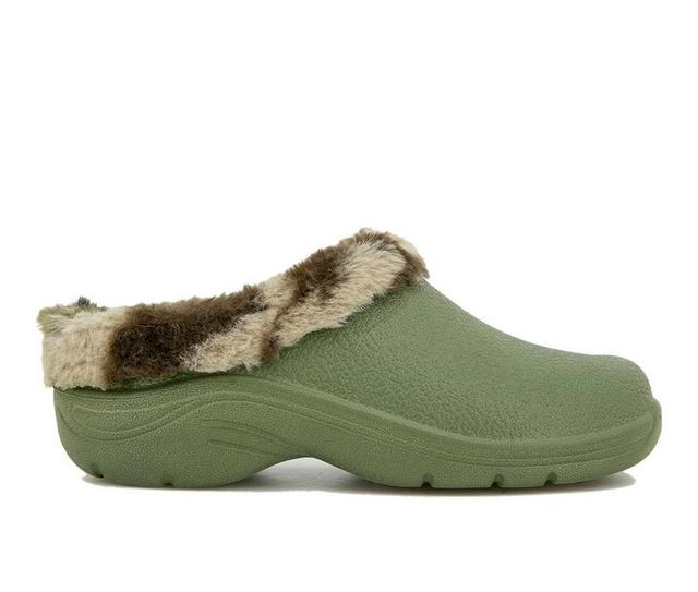 Women's Unionbay Coco Fuzzy Clog in Olive color