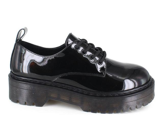 Women's Unionbay Mercy Chunky Oxfords in Black Patent color