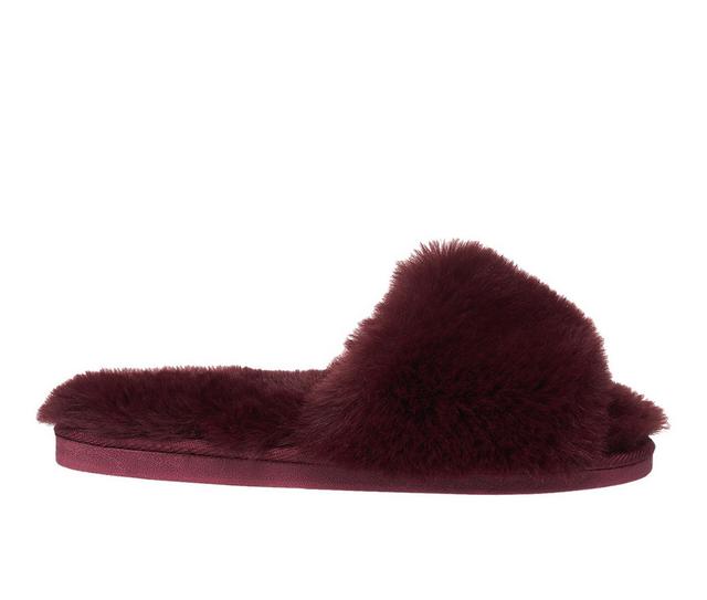 Nine West Faux Fur Slide Slippers in Merlot color