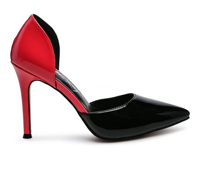 Women's London Rag Candy Cane Stiletto Pumps in Black/Fuchsia color